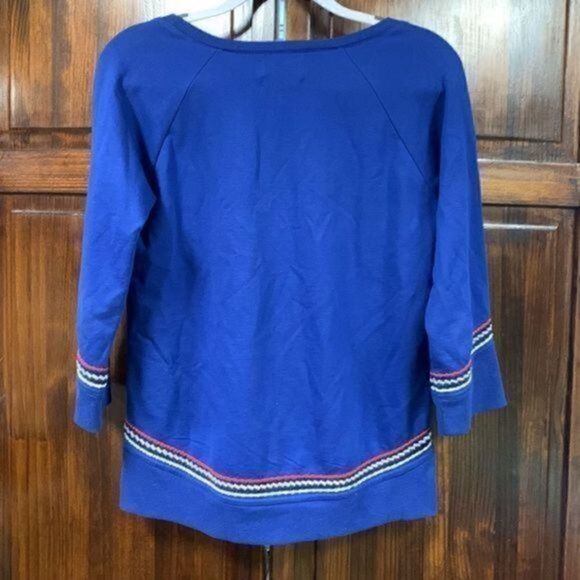 Lucky Lotus Bright Blue boho shirt size small - Picture 9 of 11